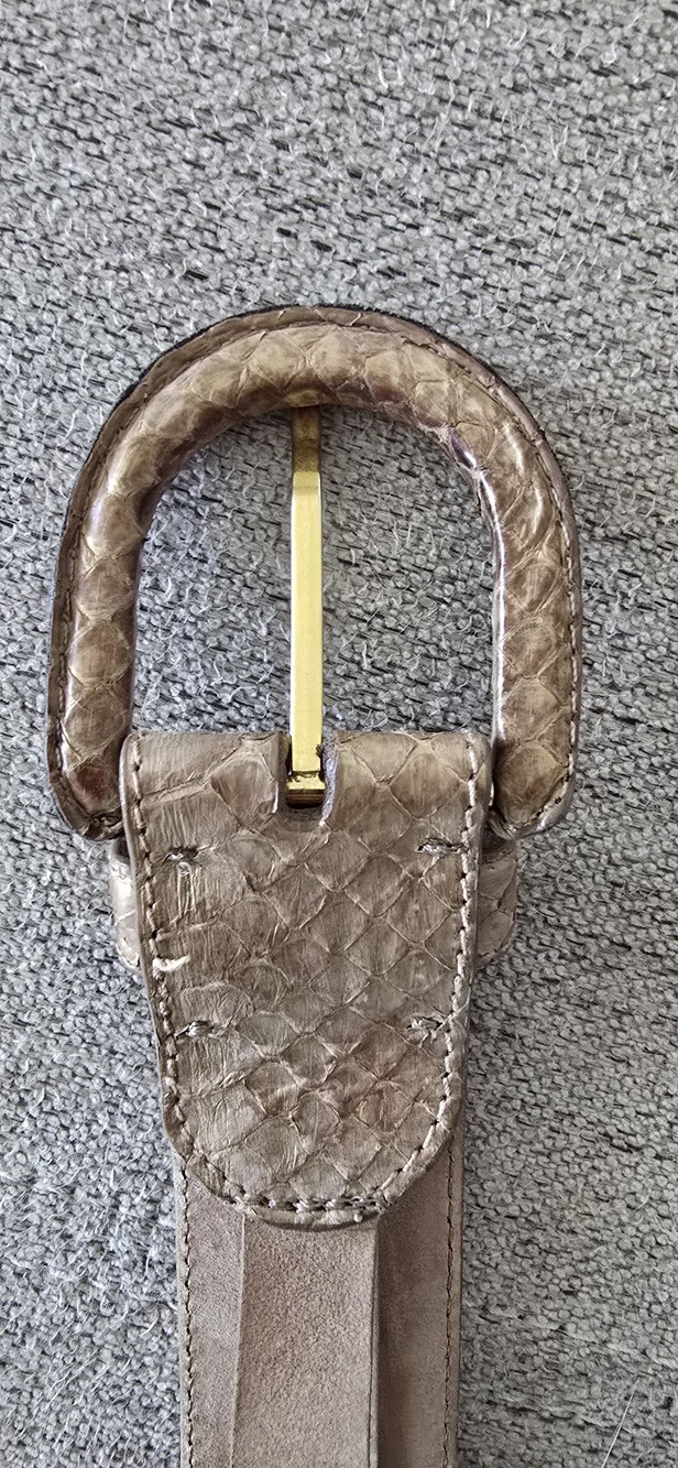 Donna Karan Whipsnake Leather Belt Taupe The Twenty Four Collection Small